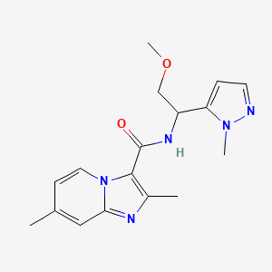 molecular formula C17H21N5O2 B5948610 N-[2-methoxy-1-(1-methyl-1H-pyrazol-5-yl)ethyl]-2,7-dimethylimidazo[1,2-a]pyridine-3-carboxamide 