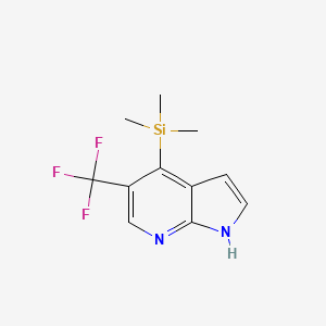 molecular formula C11H13F3N2Si B594866 5-(Trifluoromethyl)-4-(trimethylsilyl)-1H-pyrrolo[2,3-b]pyridine CAS No. 1261365-59-6