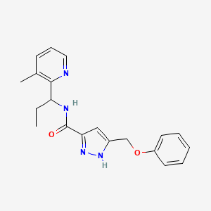 molecular formula C20H22N4O2 B5948664 N-[1-(3-methylpyridin-2-yl)propyl]-5-(phenoxymethyl)-1H-pyrazole-3-carboxamide 