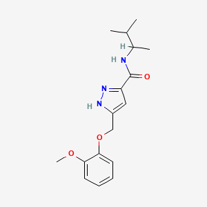 molecular formula C17H23N3O3 B5948811 N-(1,2-dimethylpropyl)-5-[(2-methoxyphenoxy)methyl]-1H-pyrazole-3-carboxamide 