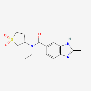 molecular formula C15H19N3O3S B5948818 N-(1,1-dioxidotetrahydro-3-thienyl)-N-ethyl-2-methyl-1H-benzimidazole-5-carboxamide 