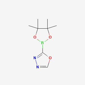 molecular formula C8H13BN2O3 B594913 2-(4,4,5,5-Tetramethyl-1,3,2-dioxaborolan-2-YL)-1,3,4-oxadiazole CAS No. 1346808-32-9