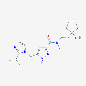 molecular formula C19H29N5O2 B5949143 N-[2-(1-hydroxycyclopentyl)ethyl]-5-[(2-isopropyl-1H-imidazol-1-yl)methyl]-N-methyl-1H-pyrazole-3-carboxamide 