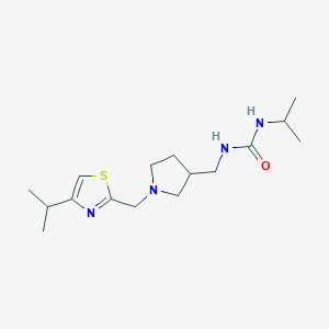 molecular formula C16H28N4OS B5949229 N-isopropyl-N'-({1-[(4-isopropyl-1,3-thiazol-2-yl)methyl]pyrrolidin-3-yl}methyl)urea 