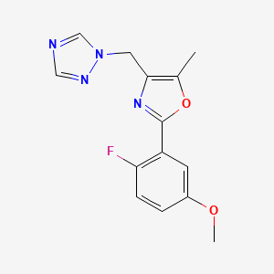 molecular formula C14H13FN4O2 B5949233 1-{[2-(2-fluoro-5-methoxyphenyl)-5-methyl-1,3-oxazol-4-yl]methyl}-1H-1,2,4-triazole 