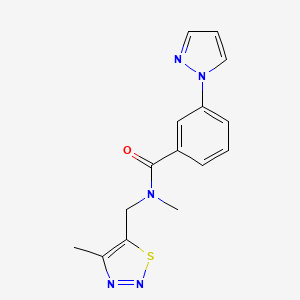 molecular formula C15H15N5OS B5949297 N-methyl-N-[(4-methyl-1,2,3-thiadiazol-5-yl)methyl]-3-(1H-pyrazol-1-yl)benzamide 