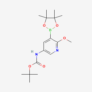 molecular formula C17H27BN2O5 B594931 tert-Butyl (6-methoxy-5-(4,4,5,5-tetramethyl-1,3,2-dioxaborolan-2-yl)pyridin-3-yl)carbamate CAS No. 1309982-65-7