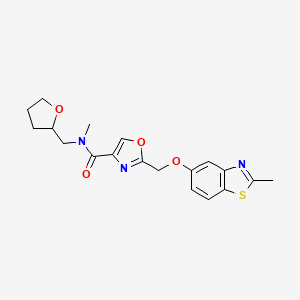 molecular formula C19H21N3O4S B5949452 N-methyl-2-{[(2-methyl-1,3-benzothiazol-5-yl)oxy]methyl}-N-(tetrahydrofuran-2-ylmethyl)-1,3-oxazole-4-carboxamide 