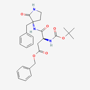 molecular formula C27H33N3O6 B594946 benzyl (3S)-4-[[(3S)-3-benzyl-2-oxopyrrolidin-3-yl]amino]-3-[(2-methylpropan-2-yl)oxycarbonylamino]-4-oxobutanoate CAS No. 133230-47-4