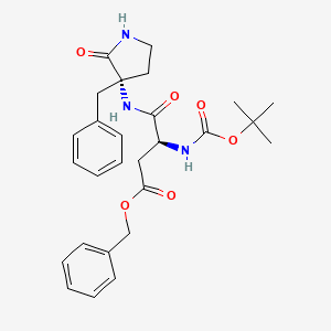 molecular formula C27H33N3O6 B594946 (3S)-3-[(tert-Butoxycarbonyl)amino]-4-oxo-4-[[(S)-3-benzyl-2-oxopyrrolidin-3-yl]amino]butyric acid benzyl ester CAS No. 133230-47-4
