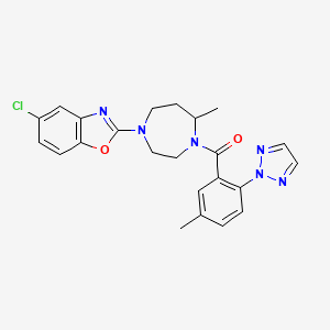 molecular formula C23H23ClN6O2 B594950 (4-(5-氯苯并[d]恶唑-2-基)-7-甲基-1,4-二氮杂环-1-基)(5-甲基-2-(2H-1,2,3-三唑-2-基)苯基)甲苯酮 CAS No. 1352834-55-9