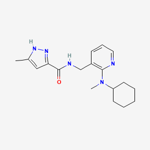 molecular formula C18H25N5O B5949514 N-[[2-[cyclohexyl(methyl)amino]pyridin-3-yl]methyl]-5-methyl-1H-pyrazole-3-carboxamide 
