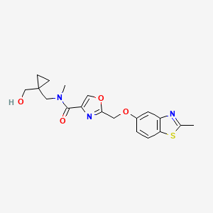 molecular formula C19H21N3O4S B5949528 N-{[1-(hydroxymethyl)cyclopropyl]methyl}-N-methyl-2-{[(2-methyl-1,3-benzothiazol-5-yl)oxy]methyl}-1,3-oxazole-4-carboxamide 