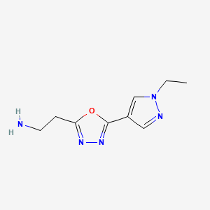 molecular formula C9H13N5O B594959 2-[5-(1-Ethyl-1H-pyrazol-4-yl)-[1,3,4]oxadiazol-2-yl]ethylamine CAS No. 1263095-69-7