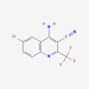 molecular formula C11H5BrF3N3 B594971 4-氨基-6-溴-2-(三氟甲基)喹啉-3-碳腈 CAS No. 1209063-53-5