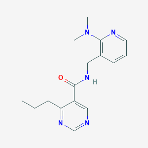 molecular formula C16H21N5O B5949749 N-{[2-(dimethylamino)pyridin-3-yl]methyl}-4-propylpyrimidine-5-carboxamide 