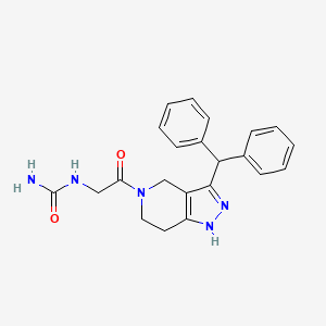 molecular formula C22H23N5O2 B5949757 N-{2-[3-(diphenylmethyl)-1,4,6,7-tetrahydro-5H-pyrazolo[4,3-c]pyridin-5-yl]-2-oxoethyl}urea 