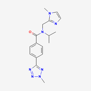 molecular formula C17H21N7O B5949778 N-isopropyl-N-[(1-methyl-1H-imidazol-2-yl)methyl]-4-(2-methyl-2H-tetrazol-5-yl)benzamide 