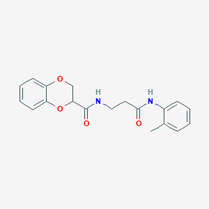 molecular formula C19H20N2O4 B5949819 N-{3-[(2-methylphenyl)amino]-3-oxopropyl}-2,3-dihydro-1,4-benzodioxine-2-carboxamide 