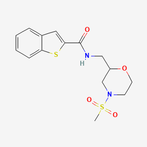 molecular formula C15H18N2O4S2 B5949890 N-{[4-(methylsulfonyl)morpholin-2-yl]methyl}-1-benzothiophene-2-carboxamide 