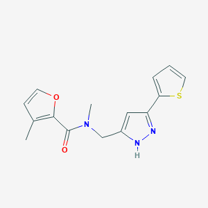 molecular formula C15H15N3O2S B5949903 N,3-dimethyl-N-{[3-(2-thienyl)-1H-pyrazol-5-yl]methyl}-2-furamide 