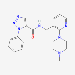 molecular formula C20H23N7O B5949919 N-{[2-(4-methylpiperazin-1-yl)pyridin-3-yl]methyl}-1-phenyl-1H-1,2,3-triazole-5-carboxamide 