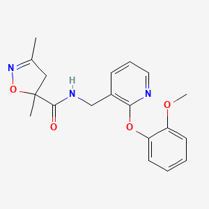 molecular formula C19H21N3O4 B5949952 N-{[2-(2-methoxyphenoxy)pyridin-3-yl]methyl}-3,5-dimethyl-4,5-dihydroisoxazole-5-carboxamide 