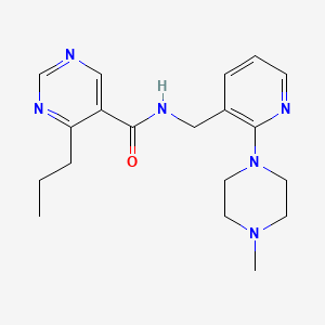 molecular formula C19H26N6O B5950064 N-{[2-(4-methylpiperazin-1-yl)pyridin-3-yl]methyl}-4-propylpyrimidine-5-carboxamide 