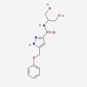 molecular formula C14H17N3O4 B5950108 N-[2-hydroxy-1-(hydroxymethyl)ethyl]-5-(phenoxymethyl)-1H-pyrazole-3-carboxamide 