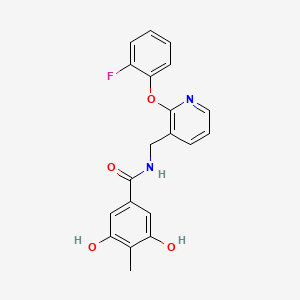 molecular formula C20H17FN2O4 B5950152 N-{[2-(2-fluorophenoxy)pyridin-3-yl]methyl}-3,5-dihydroxy-4-methylbenzamide 