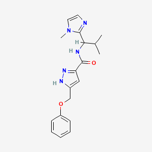 molecular formula C19H23N5O2 B5950192 N-[2-methyl-1-(1-methyl-1H-imidazol-2-yl)propyl]-5-(phenoxymethyl)-1H-pyrazole-3-carboxamide 