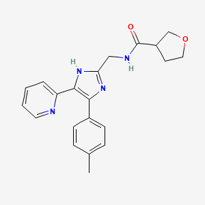 molecular formula C21H22N4O2 B5950209 N-{[4-(4-methylphenyl)-5-pyridin-2-yl-1H-imidazol-2-yl]methyl}tetrahydrofuran-3-carboxamide 