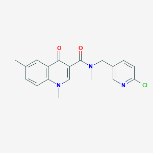 molecular formula C19H18ClN3O2 B5950258 N-[(6-chloropyridin-3-yl)methyl]-N,1,6-trimethyl-4-oxo-1,4-dihydroquinoline-3-carboxamide 