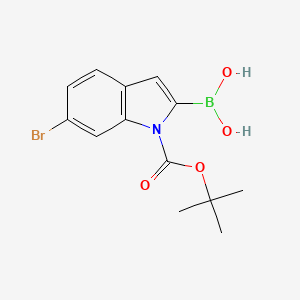 molecular formula C13H15BBrNO4 B595026 (6-Bromo-1-(tert-butoxycarbonyl)-1H-indol-2-yl)boronic acid CAS No. 1217500-59-8