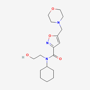 molecular formula C17H27N3O4 B5950266 N-cyclohexyl-N-(2-hydroxyethyl)-5-(morpholin-4-ylmethyl)isoxazole-3-carboxamide 