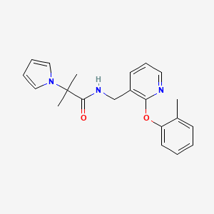 molecular formula C21H23N3O2 B5950331 2-methyl-N-{[2-(2-methylphenoxy)pyridin-3-yl]methyl}-2-(1H-pyrrol-1-yl)propanamide 