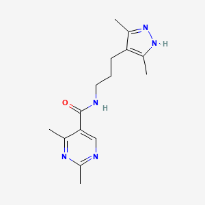 molecular formula C15H21N5O B5950429 N-[3-(3,5-dimethyl-1H-pyrazol-4-yl)propyl]-2,4-dimethylpyrimidine-5-carboxamide 