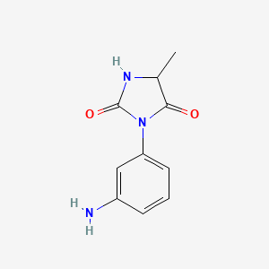 molecular formula C10H11N3O2 B595043 3-(3-Aminophenyl)-5-methylimidazolidine-2,4-dione CAS No. 1214061-96-7