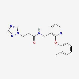 molecular formula C18H19N5O2 B5950505 N-{[2-(2-methylphenoxy)pyridin-3-yl]methyl}-3-(1H-1,2,4-triazol-1-yl)propanamide 