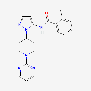 molecular formula C20H22N6O B5950623 2-methyl-N-[1-(1-pyrimidin-2-ylpiperidin-4-yl)-1H-pyrazol-5-yl]benzamide 