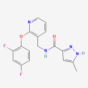 molecular formula C17H14F2N4O2 B5950726 N-[[2-(2,4-difluorophenoxy)pyridin-3-yl]methyl]-5-methyl-1H-pyrazole-3-carboxamide 