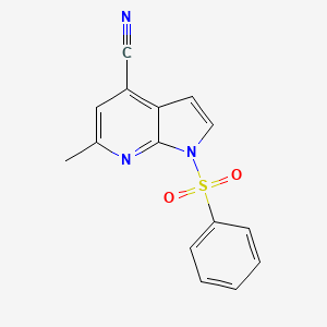 molecular formula C15H11N3O2S B595079 1-(Phenylsulfonyl)-4-cyano-6-methyl-7-azaindole CAS No. 1227270-24-7