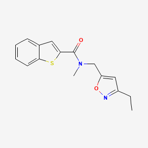 molecular formula C16H16N2O2S B5950816 N-[(3-ethylisoxazol-5-yl)methyl]-N-methyl-1-benzothiophene-2-carboxamide 