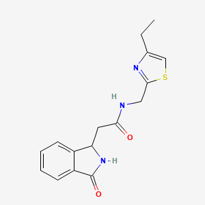 molecular formula C16H17N3O2S B5950910 N-[(4-ethyl-1,3-thiazol-2-yl)methyl]-2-(3-oxo-2,3-dihydro-1H-isoindol-1-yl)acetamide 