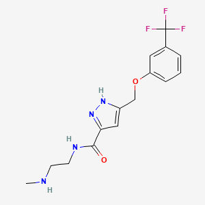 molecular formula C15H17F3N4O2 B5950968 N-[2-(methylamino)ethyl]-5-{[3-(trifluoromethyl)phenoxy]methyl}-1H-pyrazole-3-carboxamide 