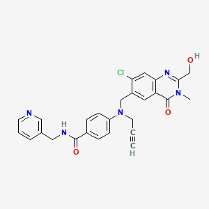 4-(((7-chloro-2-(hydroxymethyl)-3-methyl-4-oxo-3,4-dihydroquinazolin-6-yl)methyl)(prop-2-ynyl)amino)-N-(pyridin-3-ylmethyl)benzamide