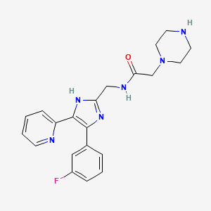 molecular formula C21H23FN6O B5950990 N-{[4-(3-fluorophenyl)-5-(2-pyridinyl)-1H-imidazol-2-yl]methyl}-2-(1-piperazinyl)acetamide hydrochloride 