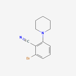 molecular formula C12H13BrN2 B595103 2-Bromo-6-piperidinobenzonitrile CAS No. 1260649-11-3
