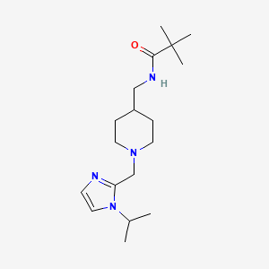 molecular formula C18H32N4O B5951129 N-({1-[(1-isopropyl-1H-imidazol-2-yl)methyl]piperidin-4-yl}methyl)-2,2-dimethylpropanamide 