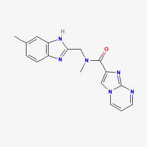 molecular formula C17H16N6O B5951162 N-methyl-N-[(5-methyl-1H-benzimidazol-2-yl)methyl]imidazo[1,2-a]pyrimidine-2-carboxamide 